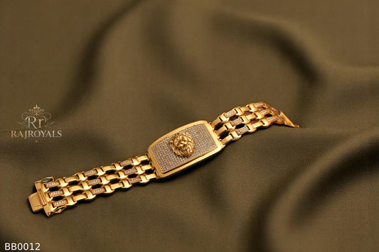 Gold plated Tiger fce logo with stylish design for men's Bracelete BB0012