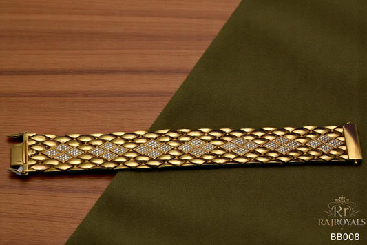 Gold plated kaju katli stons with stylish design for men's Bracelete BB008