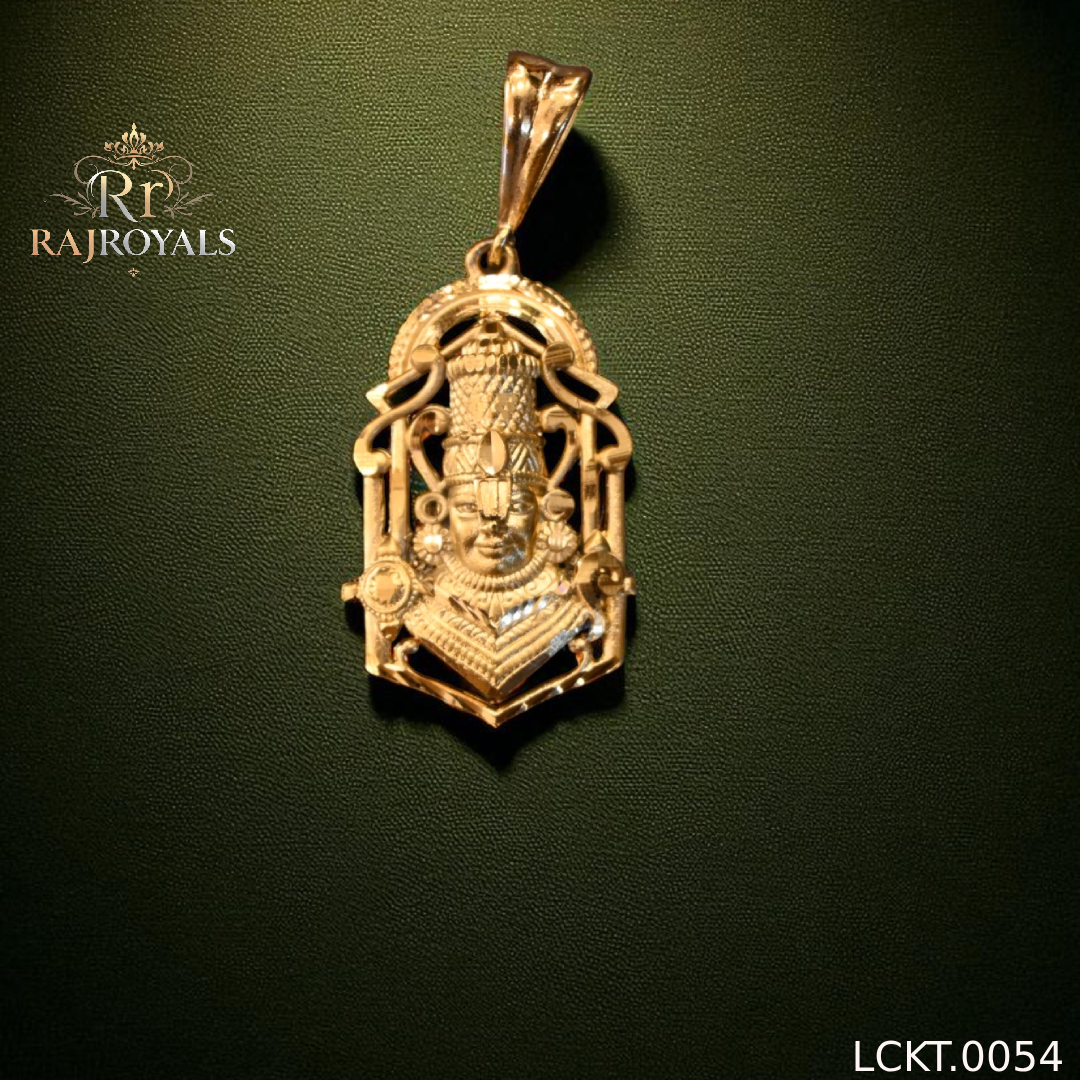 Miraculous Tirupati Balaji Gold Plated Pendant for Men's LCKT.0054