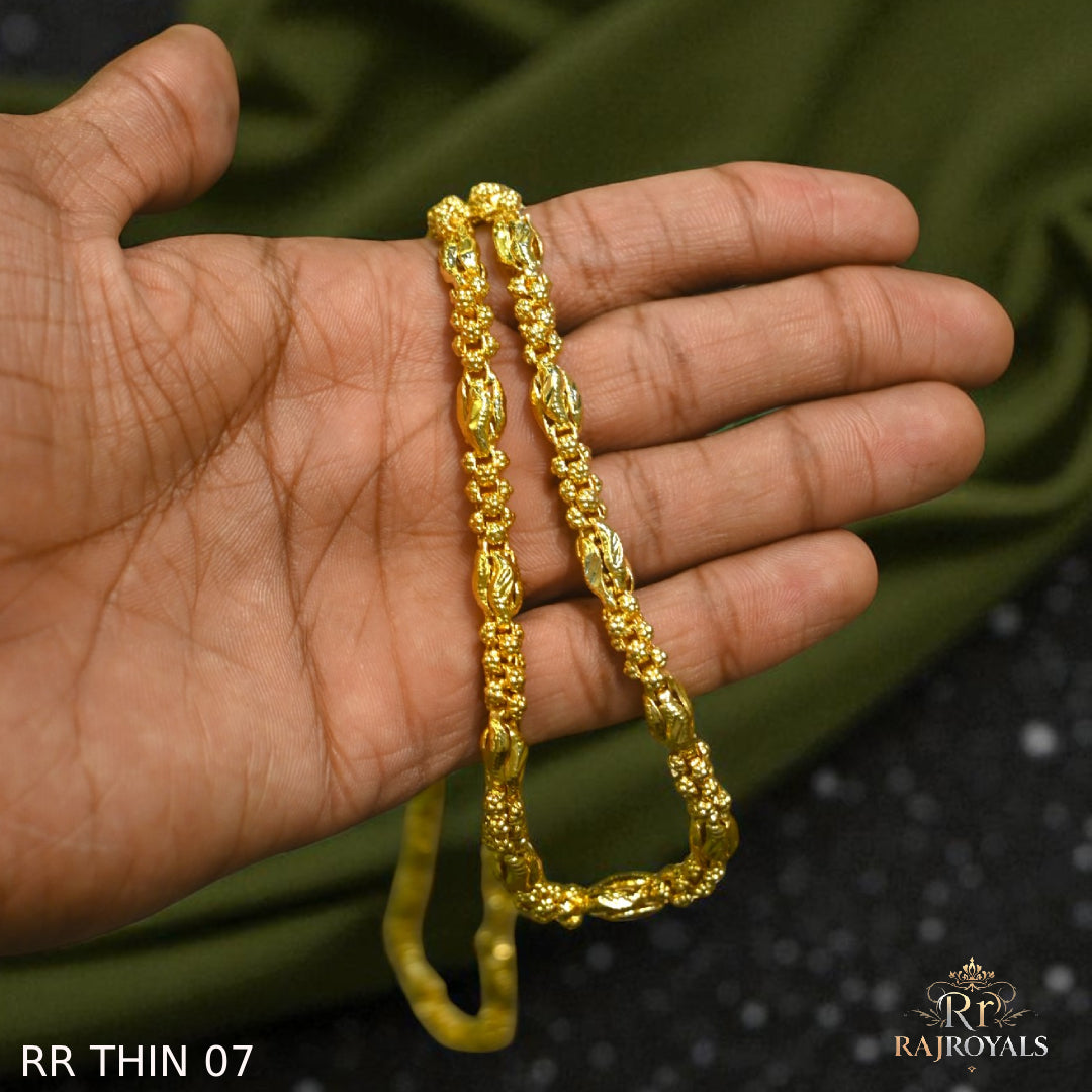 1 Gram Gold Plated Unique Design Premium-Grade Quality Chain for Men RR THINE07