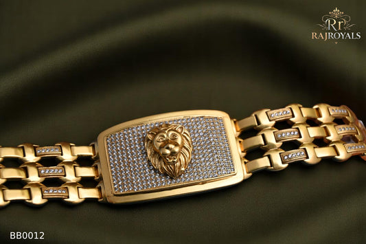 Gold plated Tiger fce logo with stylish design for men's Bracelete BB0012
