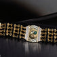 Ganesh with Diamond Awesome Gold Plated Rudraksha Bracelet for Men R-BBST-023