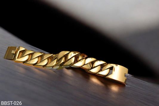 Golden Color Stainless Steel Cuban Link Bracelet for Men