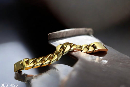 Golden Color Stainless Steel Cuban Link Bracelet for Men